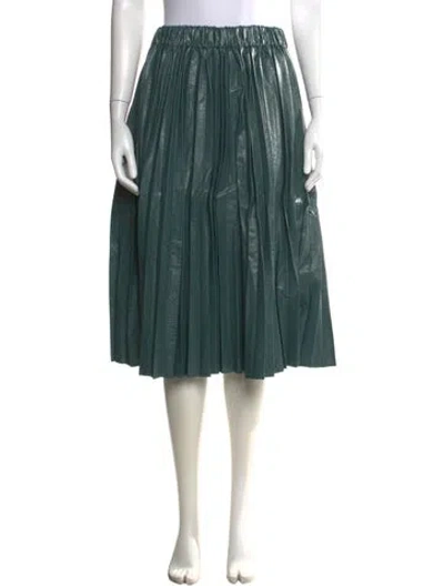 Pre-owned Buru Faux Leather Midi Length Skirt W/ Tags In Blue