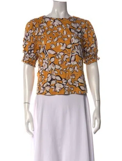 Pre-owned Buru Floral Print Bateau Neckline Top In Multicolor