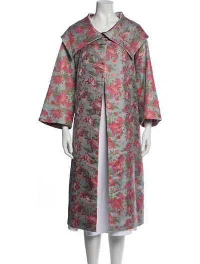 Pre-owned Buru Floral Print Coat In Multicolor