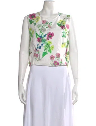 Pre-owned Buru Floral Print Crew Neck Top In Multi