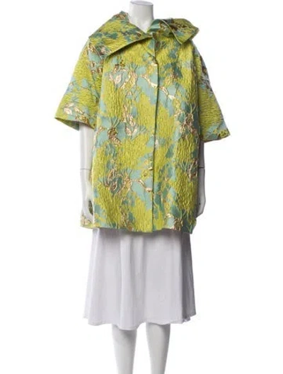 Pre-owned Buru Floral Print Jacket In Green