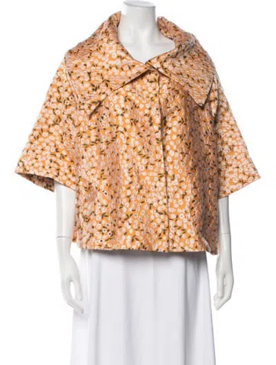 Pre-owned Buru Floral Print Jacket In Orange
