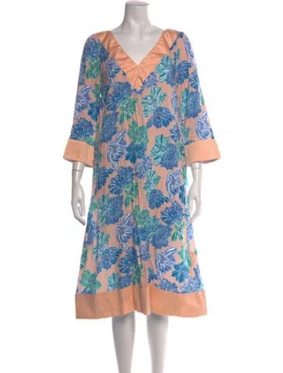 Pre-owned Buru Floral Print Knee-length Dress In Multicolor