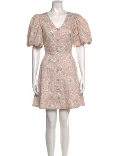 Pre-owned Buru Floral Print Knee-length Dress In Pink