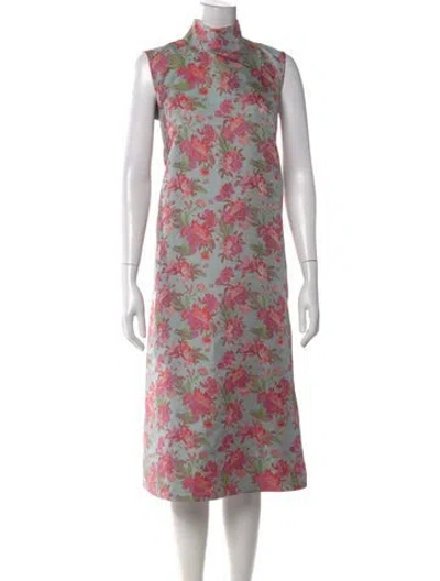 Pre-owned Buru Floral Print Knee-length Dress In Pink