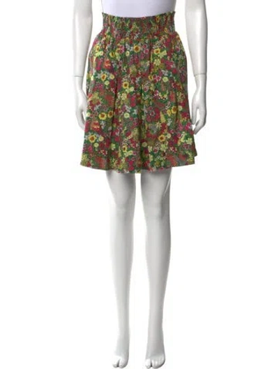 Pre-owned Buru Floral Print Knee-length Skirt W/ Tags In Pink