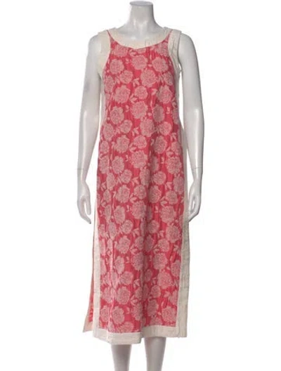 Pre-owned Buru Floral Print Long Dress In Pink