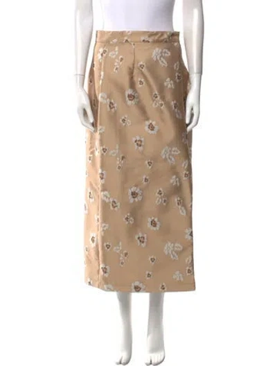 Pre-owned Buru Floral Print Long Skirt In Neutral