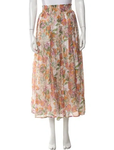 Pre-owned Buru Floral Print Long Skirt In Neutrals
