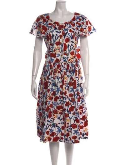 Pre-owned Buru Floral Print Midi Length Dress In Multicolor