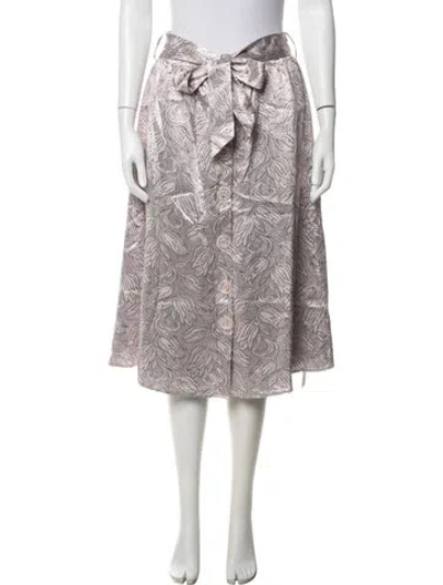 Pre-owned Buru Floral Print Midi Length Skirt In Metallic/pink