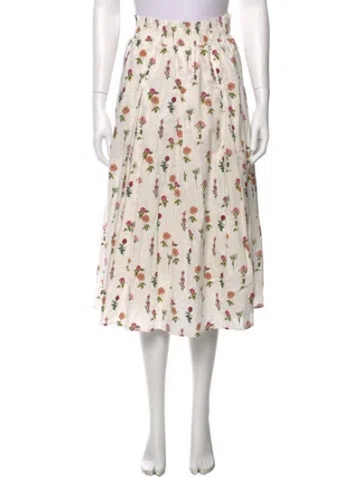 Pre-owned Buru Floral Print Midi Length Skirt In Neutral