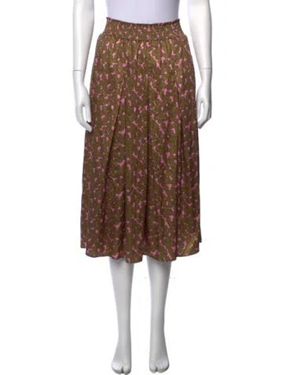 Pre-owned Buru Floral Print Midi Length Skirt In Pink