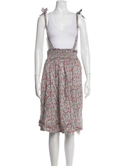 Pre-owned Buru Floral Print Midi Length Skirt In Pink