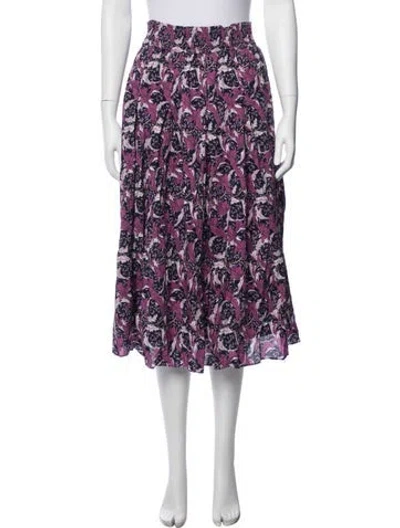 Pre-owned Buru Floral Print Midi Length Skirt In Purple