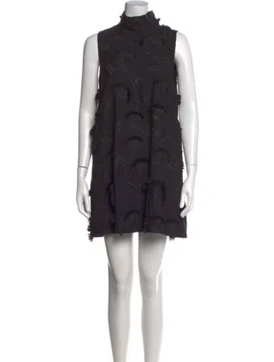 Pre-owned Buru Floral Print Mini Dress In Black
