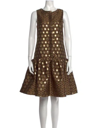 Pre-owned Buru Floral Print Mini Dress In Brown