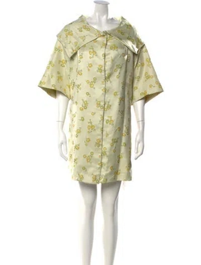 Pre-owned Buru Floral Print Mini Dress In Green