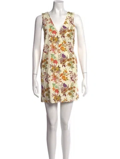 Pre-owned Buru Floral Print Mini Dress In Multicolor