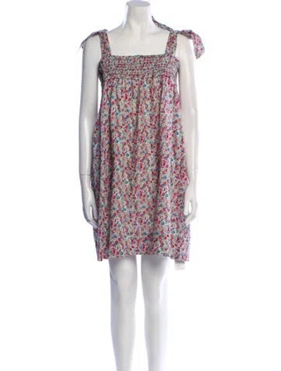 Pre-owned Buru Floral Print Mini Dress In Neutral