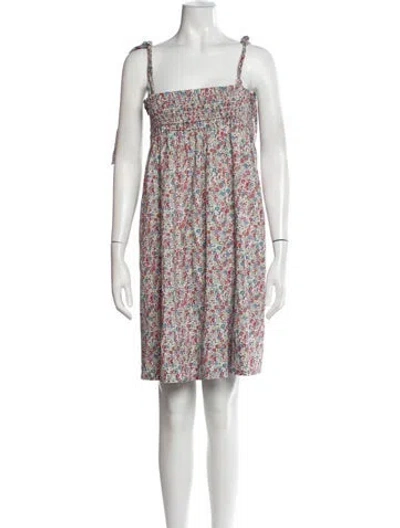 Pre-owned Buru Floral Print Mini Dress In Neutrals