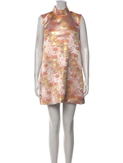 Pre-owned Buru Floral Print Mini Dress In Silver