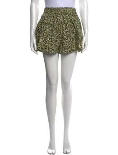 Pre-owned Buru Floral Print Mini Shorts In Green