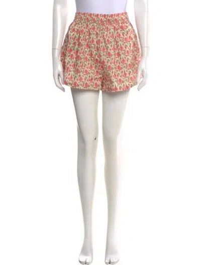 Pre-owned Buru Floral Print Mini Shorts In Red