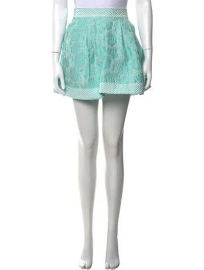 Pre-owned Buru Floral Print Mini Skirt In Blue