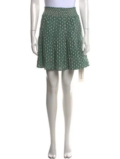 Pre-owned Buru Floral Print Mini Skirt In Green