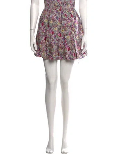 Pre-owned Buru Floral Print Mini Skirt In Pink