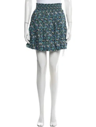 Pre-owned Buru Floral Print Mini Skirt In White