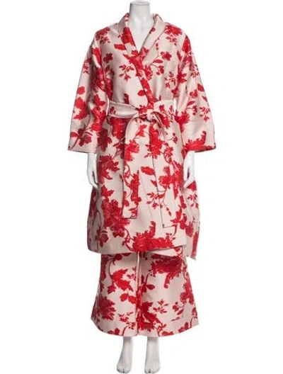 Pre-owned Buru Floral Print Pant Set In Red