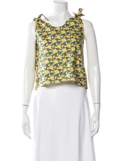 Pre-owned Buru Floral Print Scoop Neck Crop Top W/ Tags In Multicolor