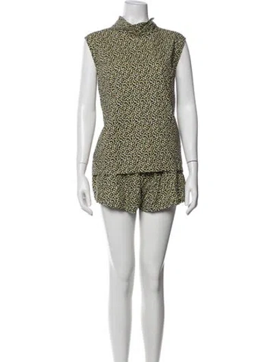 Pre-owned Buru Floral Print Short Set In Multicolor