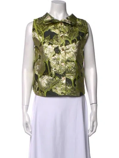 Pre-owned Buru Floral Print Sleeveless Button-up Top In Multicolor