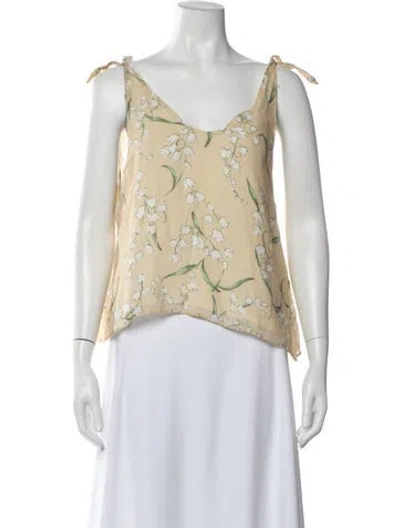 Pre-owned Buru Floral Print V-neck Top In Blue
