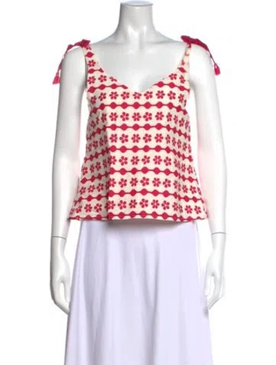 Pre-owned Buru Floral Print V-neck Top In Multicolor