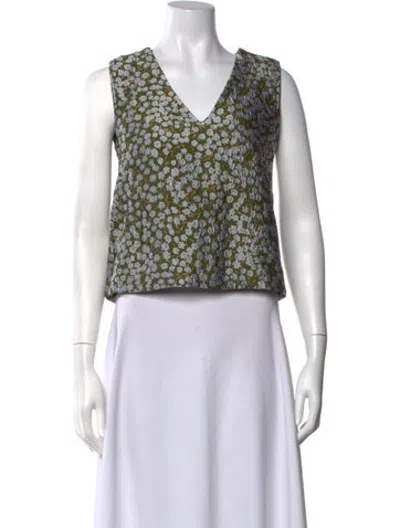 Pre-owned Buru Floral Print V-neck Top In Multicolor