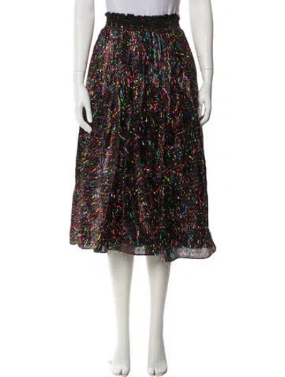 Pre-owned Buru Glitter Accents Midi Length Skirt In Black