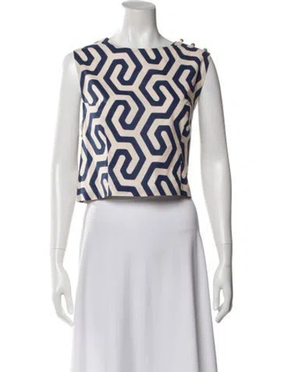 Pre-owned Buru Graphic Print Crew Neck Crop Top In White