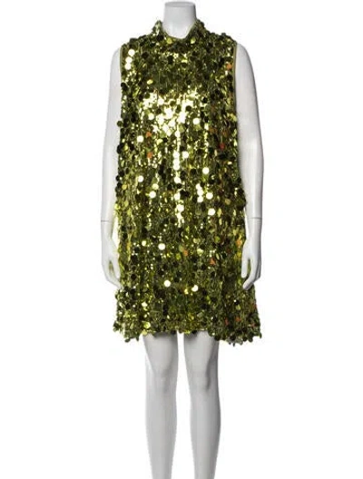 Pre-owned Buru Graphic Print Mini Dress In Green