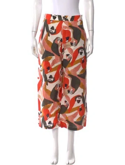Pre-owned Buru Graphic Print Wide Leg Pants W/ Tags In Orange