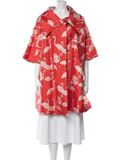 Pre-owned Buru Jacquard Floral Print Jacket W/ Tags In Red