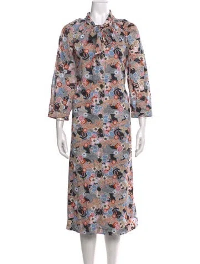 Pre-owned Buru Jasmine Midi Length Dress In Multi
