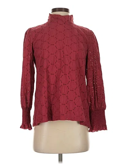 Pre-owned Buru Long Sleeve Blouse In Burgundy