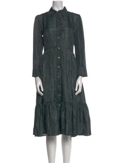 Pre-owned Buru Midi Length Dress In Green