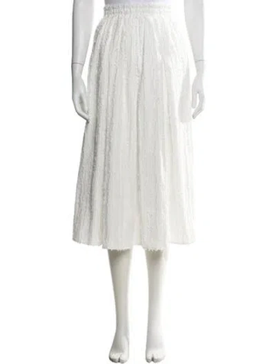 Pre-owned Buru Midi Length Skirt In White