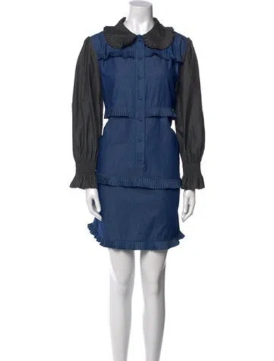 Pre-owned Buru Mini Dress In Blue