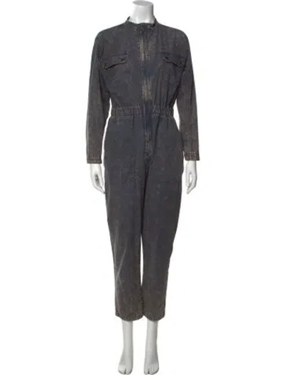 Pre-owned Buru Mock Neck Jumpsuit In Blue